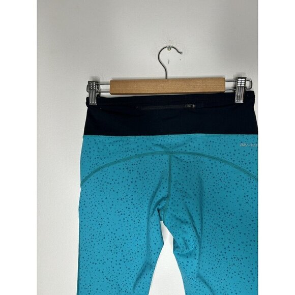Nike Pro Dri Fit Workout Running Capri Cropped Leggings Pants Blue Size Small - Picture 8 of 10